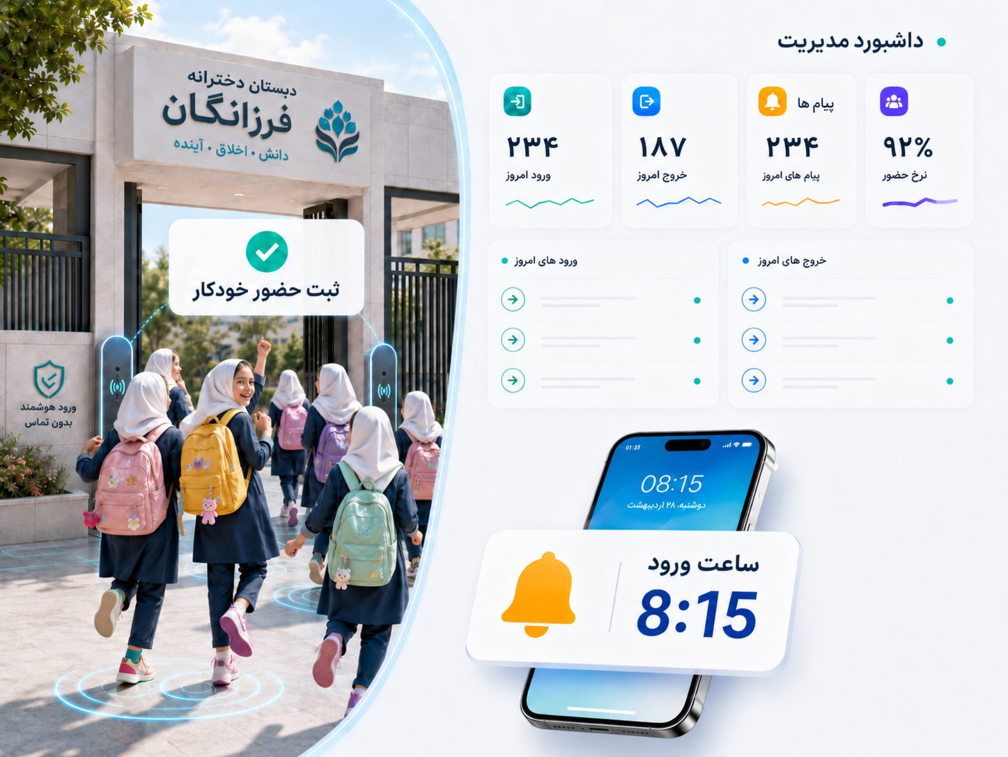 مدیریت هوشمند ورود و خروج دانش‌آموزان